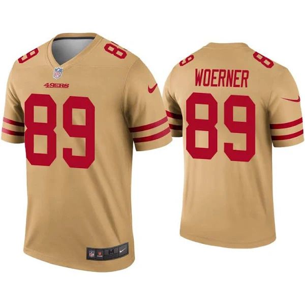 Men San Francisco 49ers 89 Charlie Woerner Nike Gold Inverted Legend NFL Jersey